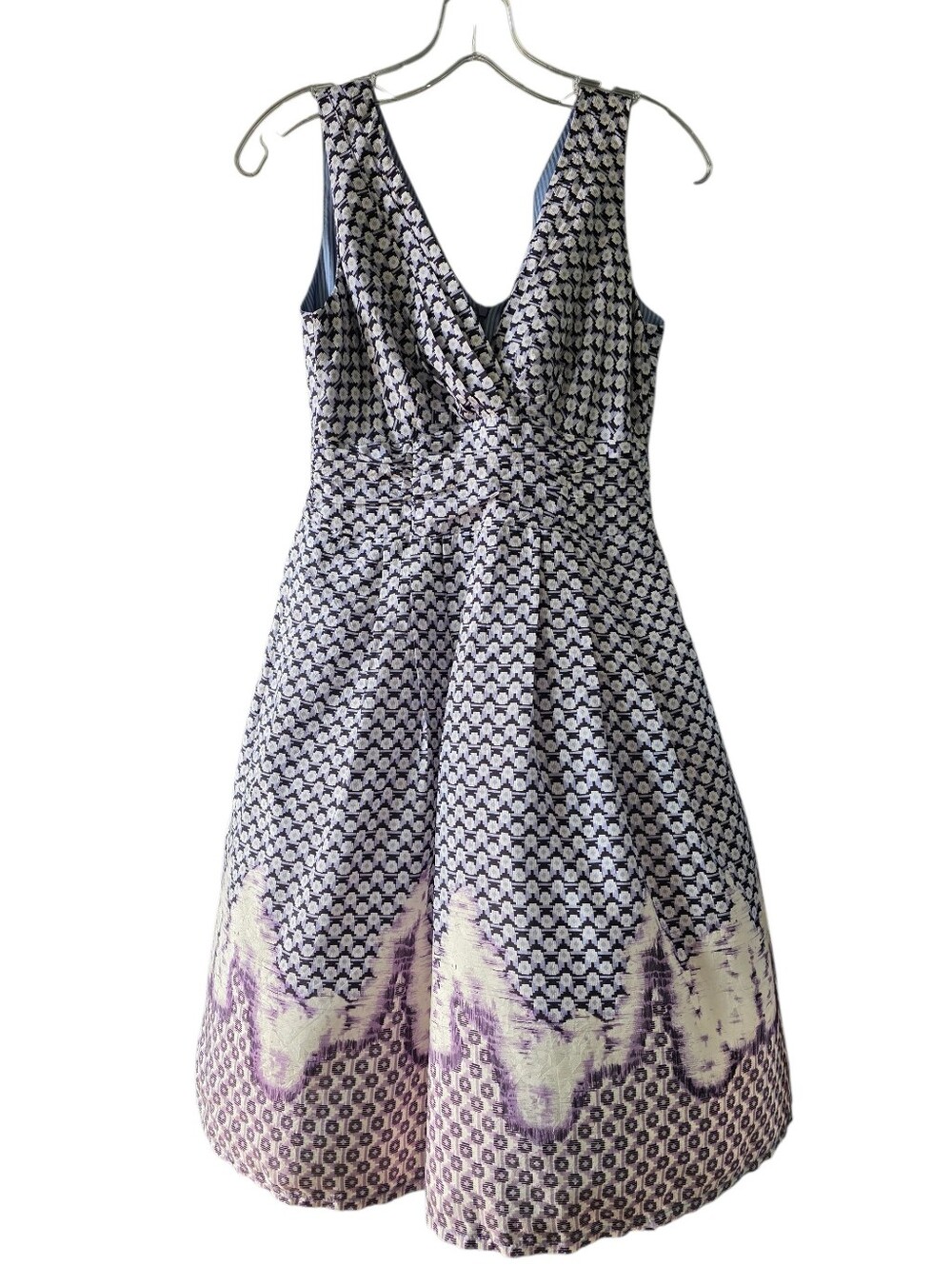 Nanette Lepore Purple, Blue, & White Silk Midi Dress Size 2